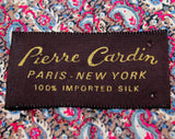 Pierre Cardin Men's Tie - Paisley Silk Necktie - 1960s 70s Designer Neckwear - Brick Red Gray Beige Navy Blue - Spring Summer - Very Fine