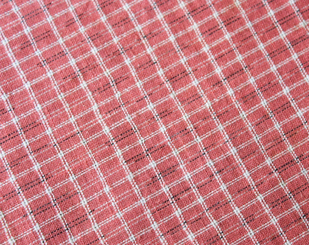 Authentic Victorian Fabric - Nearly 12 Yards - Homespun Pink Striped Cotton Yardage - Reenactors Historical Costuming - Antique Costume