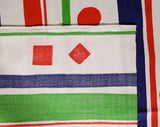 60s Mod Cotton Fabric - Over 3 Yards x 44.5 Inches - 1960s Canvas Yardage - Red White Blue Green Stripes & Geometric Shapes - B. Altman