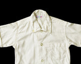 Size 3 Boy's Oxford Shirt - Toddler Boys Beige Short-Sleeved Cotton Top - Childrens 50s Ecru Dress Shirt - Tom Thumb Deadstock - Chest 22