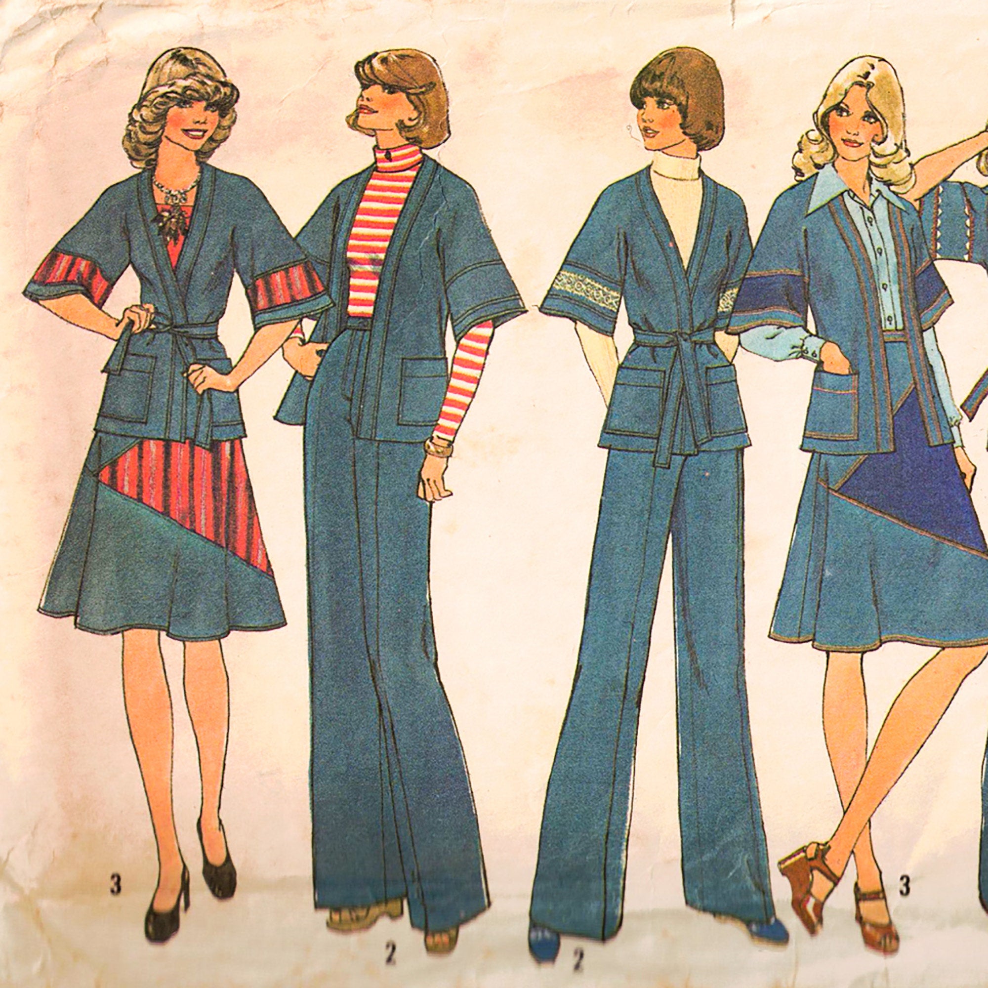 1970s Jacket Skirt Pants Pant Suit Style 4547 Vintage Sewing