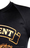 Men's Small Biker T Shirt - 1970s Vincent Motorcycle Tee - 70s Mens Retro T-Shirt - Black & Metallic Motor Cycle - Chest 37 - 33895