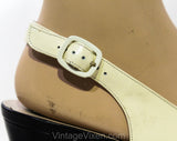 Size 9.5 Ferragamo Shoes - Fine Quality Designer Slingback Pumps - 9 1/2 AA Narrow Bone & Black Two Tone Heels - Leather Toe Caps - Gorgeous