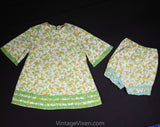 Girl's 4T 1960s Dress - Cute Toddler Girls Dress - Butterfly Novelty Print Green Cotton 60s Mod Shift & Matching Bloomer - Spring Summer