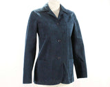 Size 6 Halston Suit - Dark Blue Faux Suede Two Piece - 70s Preppy Designer - Navy Midnight Ultra-Suede Shirt Jacket & Skirt - Waist 26.5