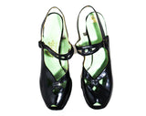 1940s Black Leather Shoes - Size 6 Narrow 40s Peep Toe Pumps - Art Deco Cutout Design - Flapper Girl Slingbacks - Deadstock by Charm Step
