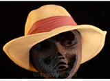 Sophisticated Tan Felt Fedora Style Ladies Hat - Wide Brim - Beige - Western Inspired - 1960s Street Chic - Fall - Autumn - Stick Pin -35920