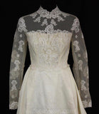 Size 4 Wedding Dress - Classic Vintage 1960s Satin & Lace Appliqued Bridal Gown by Priscilla of Boston - Small 60s Bridalwear NWT - Bust 33