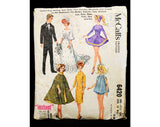 60s Vintage Doll's Sewing Pattern - Dated 1962 Wedding Dress + Wardrobe for 11 1/2 Inch Fashion Doll & Boyfriend's Tuxedo - McCalls 6420