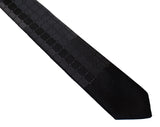 50s Men's Necktie - Sterling Gray & Black 1950s Pixellated Skinny Tie - Sterling Grey Brocade - Wembley Label - MCM - Mid Century Menswear