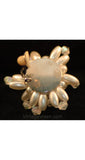 1950s 1960s Pearl Burst Beaded Earrings - Feminine 50s Clip Earring - White Faux Pearls