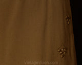 Size 8 1940s Gabardine Skirt - Beautiful Cocoa Brown Wool Gab 40s Deadstock Wrap Style - WWII Era with Metal Studs & Satin Grapes - Waist 27