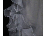 Size 8 Silver Cocktail Dress with Bare Shoulder - One Shoulder Party Dress - 1960s Glamour Look - Sterling Gray Shimmer Organza - Bust 36.5