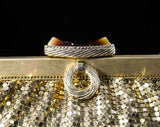 Whiting & Davis Gold Mesh Formal Purse with Chain Strap - 1950s 60s Evening Glamour Bag - Beautiful Metal Handbag - Pristine Condition