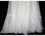 Size 6 Wedding Dress - Romantic Neo-Victorian Bridal Gown - 70s Wedding Gown with Train - Antique Style - Cutout Neck - Bust 34 - 32758