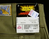 XS Mens 1970s Pant - Khaki Tan Men's Pant Can Be Unisex Ladies Size 2 - Cotton Wide Leg Trouser 70s 80s Wrangler Deadstock - Teen Size 18