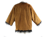 Small Bonnie Cashin 1960s Suede Jacket with Shaggy Reversible Lining - 60s Rare Design - Brown Black Gray Mod Designer Faux Fur - Bust 34.5