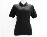 Small Black Polo Shirt by Catalina - 1950s Cotton Pique Knit Casual Top - Flying Fish Logo - Short Sleeve Summer Beach Surfer - Bust 41