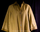 Large Bonnie Cashin 1960s Canvas Coat with Tan Leather - 60s Designer Fall Autumn Overcoat - Mustard Gold Cotton - Big Pockets - Bust 42