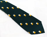 Men's Novelty Beer Tie - 1970s Tavern Theme Polyester Necktie - Hunter Green 1970s Neckwear - Wide Width - Frothy Drinking Mugs Oktoberfest