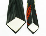 40s Mens Tie - Forest Green Botanical Leaves Print 1940s Rayon Necktie - Burnt Orange & Sage Leafy Pattern - Swing Era Wide Men's Cravat