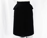 YSL Size 10 Black Skirt with 1940s Style - Wool Gabardine Paris France Label - Medium 1980s 90s Yves St Laurent - Fall Winter - Waist 27.5