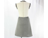 Size 10 Summer Dress - Medium 1960s Black & White Gingham Polyester Knit - Sleeveless Bodice - Cute 60s Checked Casual Dress - Bust 36.5