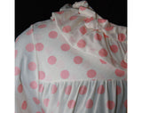 Size 8 Pajama Top - Cute 1960s Pink Polka Dot Flannel PJ - 60s Pajamas - 3/4 Sleeve - Kitsch Spring Deadstock - NWT - Bust 37 - 36273-1