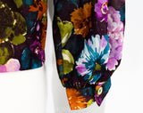 Size 18 Purple Floral Shirt - 1970s Spring Summer Hippie Top - Wearable As Maternity - Breezy Casual Blouse - Violet Olive Rust - Bust 45