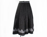 Size 10 Gray Wool Skirt from Austria - Tyrolean 1980s High Quality Designer - Medium Size Pleated Full Skirt - Zig Zag Two Tone - Waist 28