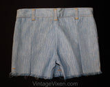 Girl's Size 8 1970s Cut-Off Shorts - Childs Light Blue Soft Denim Deadstock - Children's Summer Classic 70's Cutoffs with Frayed Hems