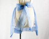 XL 1950s Sheer Blue Apron with Rick-Rack Trim - Size Large XLarge - Waist 30 to 34 - Half Apron - Wedgwood - Cotton Organdy - 43144