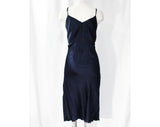 Size 8 1930s Dress - Sheer Navy Blue Voile with Scalloped Embroidery - Authentic 30s Frock & Original Slip - Plastic Bow Buttons - Bust 37