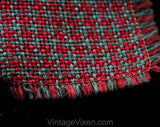 1940s 50s Houndstooth Tie - Plum & Blue Artisan HandWoven Wool by Apache Cravat - 30s 40s 1950s Mens Necktie Fringe End - Handsome Swing Era
