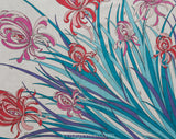 Emilio Pucci Scarf - Purple Pink Iris Novelty Print Cotton - Posh Italian Designer - Large Square Signature Scarf Made in Italy - 34 Inch