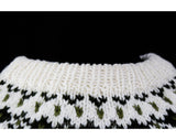 Size 8 Norwegian Pullover Sweater - Hand Knitted Sage Green & Ivory Daisy Motif 1960s Folk Style Medium Jumper - Made in Norway - Bust 39