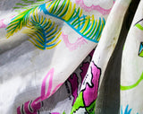 Bermuda Souvenir Scarf - 1950s 60s Tourist Novelty Print - Map of Tropical Islands - Sheer Pink Blue White Silk - Landmarks - Large Square