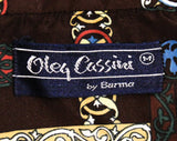 Mens Medium 1970s Shirt by Oleg Cassini - 1970s Designer Short Sleeve Top - Brown Architecture Novelty Print - 70s Casual - Chest 40