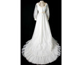 Size 8 Wedding Dress - Victorian Inspired 1970s Organdy Bridal Gown with Satin Ribbon & Cameo Lace - Vintage Wedding - Bust 35.5 - 31831-1