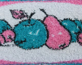 1950s Kitchen Towels - Set of TWO - Kitsch Fruits Still Life Graphic - Mid Century Pink & Turquoise Blue 50s 60s Terrycloth - Pair 2 Pcs