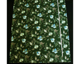 1950s Barkcloth Fabric - Over 9 Yards 50s Forest Green & Blue Cotton - Elegant Mid Century Upholstery Cloth - Antique Style Floral Yardage