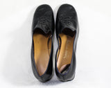 Size 8.5 Shoes - Black Leather 1960s Pumps with Storybook Lace-Up - Classic 50s 60s Fairytale Style Heels - NOS Deadstock - Size 8 1/2 B