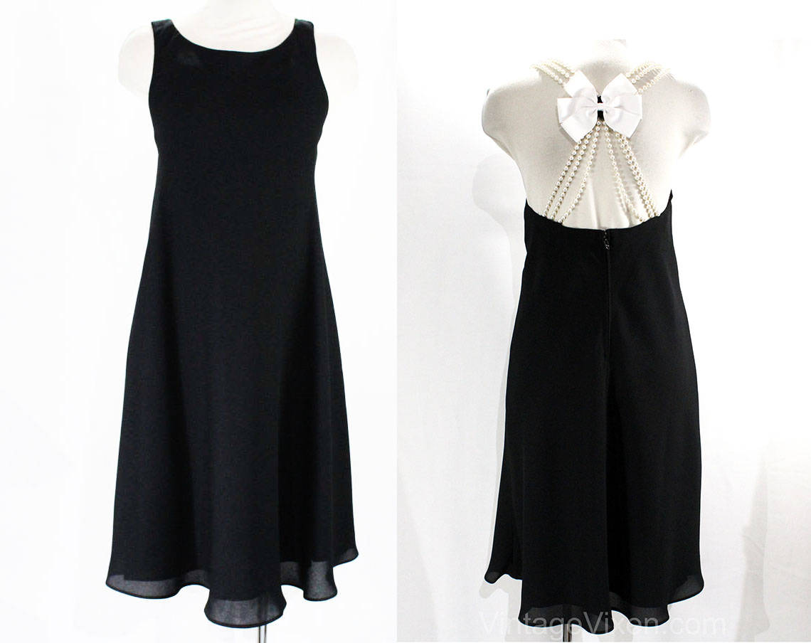 Size 6 1990s Black Dress - Small 90s Cocktail Party Dress with Strings Vintage Vixen Clothing Size 6 1990s Black Dress - Small 90s Cocktail Party Dress with Strings Vintage Vixen Clothing