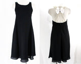 Size 6 1990s Black Dress - Small 90s Cocktail Party Dress with Strings of Pearls - Sleeveless 90's Deadstock - 242 Original Price - Bust 34