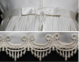 Size 8 Wedding Dress - Lovely 1960s Empire Satin Bridal Gown with Strewn Roses Embroidery - 60s New Old Stock - NWT - 200 Dollar Tag - 36369