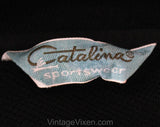Small Black Polo Shirt by Catalina - 1950s Cotton Pique Knit Casual Top - Flying Fish Logo - Short Sleeve Summer Beach Surfer - Bust 41