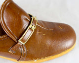 FINAL SALE Size 6 Brown Shoes - Faux Leather Pumps - Metal Bits - Unfortunate Condition - 6M Retro 1970s Caramel Hipster - As Is Deadstock