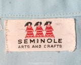 Size 12 Seminole Patchwork Jacket - Terrific 50s 60s Turquoise Native American Tribe - Sky Blue Windbreaker - Arts and Crafts - Bust 40