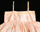 Antique Pink Satin Baby Dress - Infant's Chemise with Ribbons & Embroidery - Size 6 to 9 Months - Girls Spring 1910s 1920s Under Dress