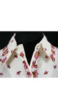 Size 6 European Shirt - Plum Leaves Print Tailored Blouse - Top Quality Preppie Deadstock - 50 Dollar Tag - Fall - Bust 36.5 - 40584-3